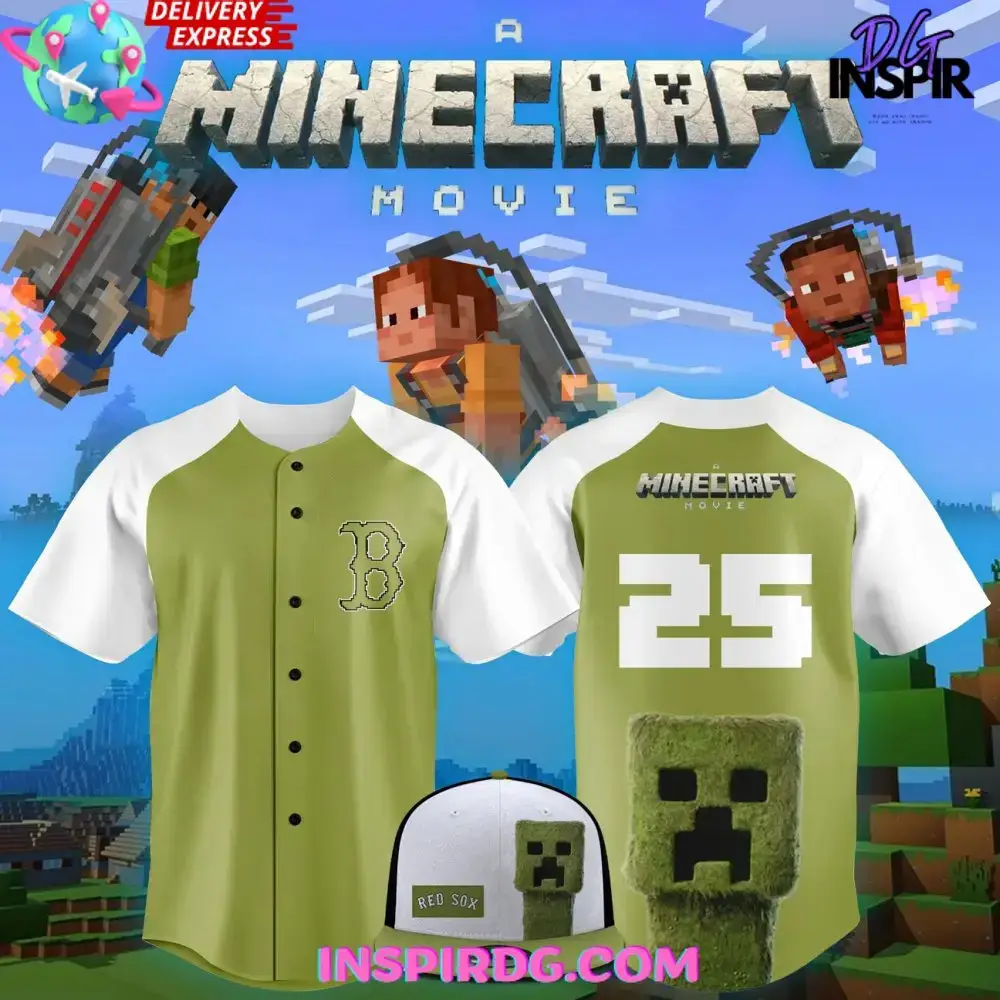 Boston Red Sox X A Minecraft Movie 2025 Baseball Jersey Image