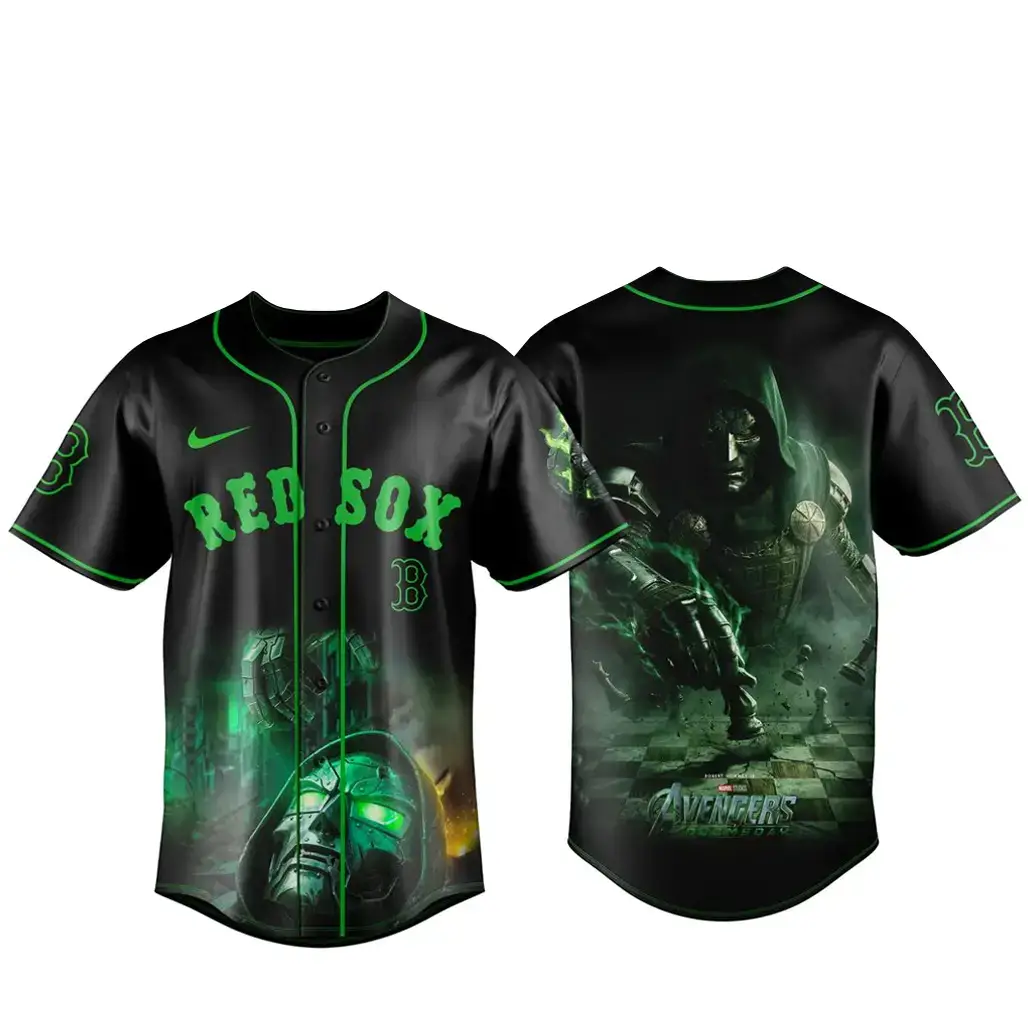 Boston Red Sox x Avengers Doomsday 2026 Doctor Doom Baseball Jersey Image