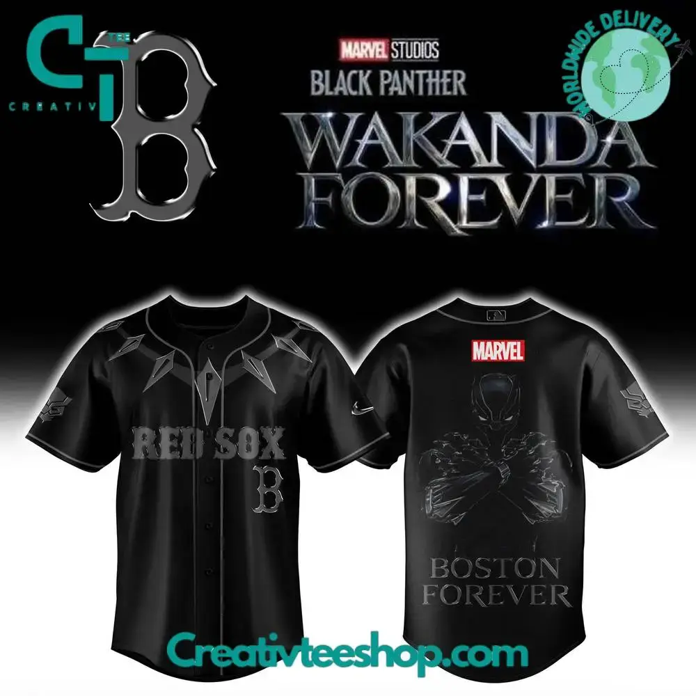 Boston Red Sox X Black Panther "Wakanda Forever" Special Baseball Jersey Image