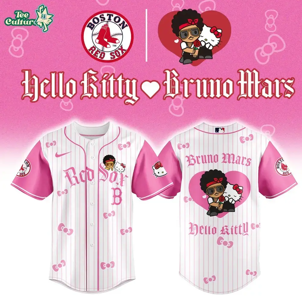 Boston Red Sox x Bruno Mars x Hello Kitty 2026 Limited Edition Pink Jersey Jogger Cap Set Image