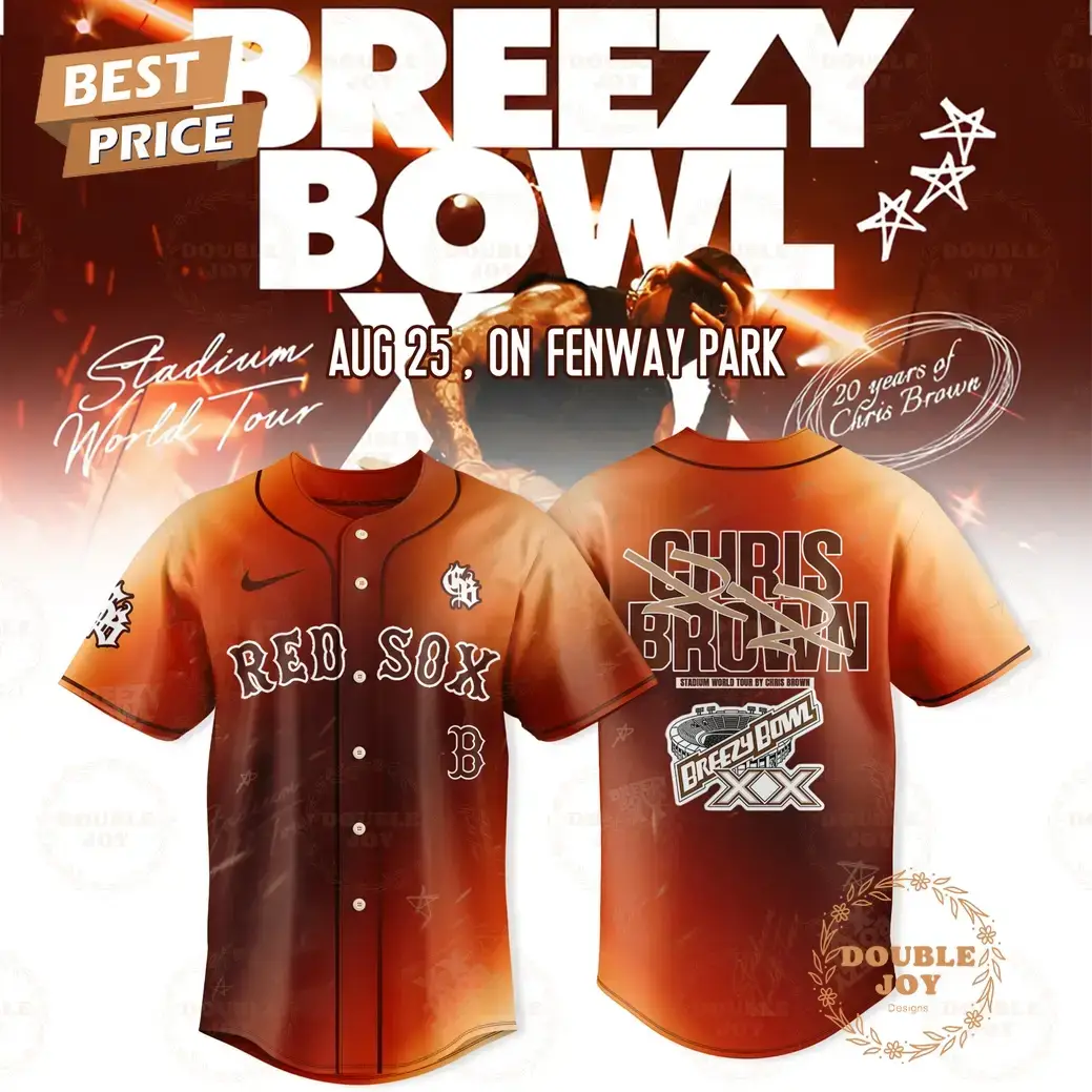 Boston Red Sox x Chris Brown Breezy Bowl XX Tour 2025 Special Edition Baseball Jersey Image