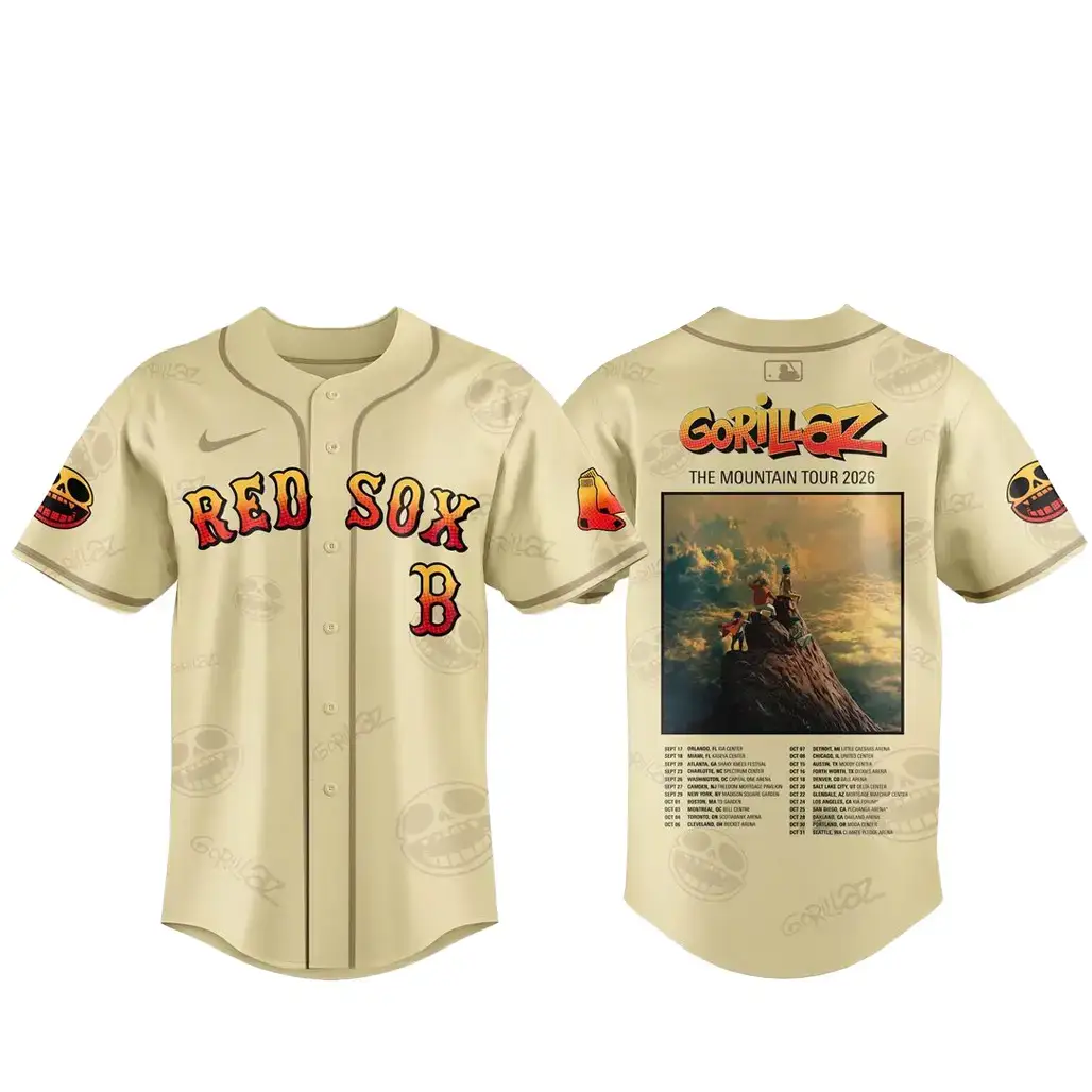 Boston Red Sox x Gorillaz The Mountain Tour 2026 Baseball Jersey Image