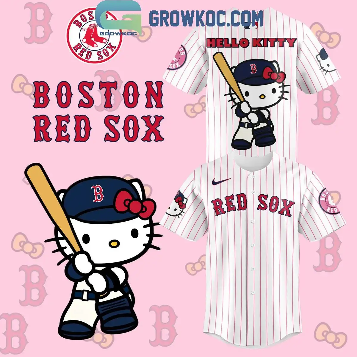 Boston Red Sox x Hello Kitty 2024 Baseball Jersey Image