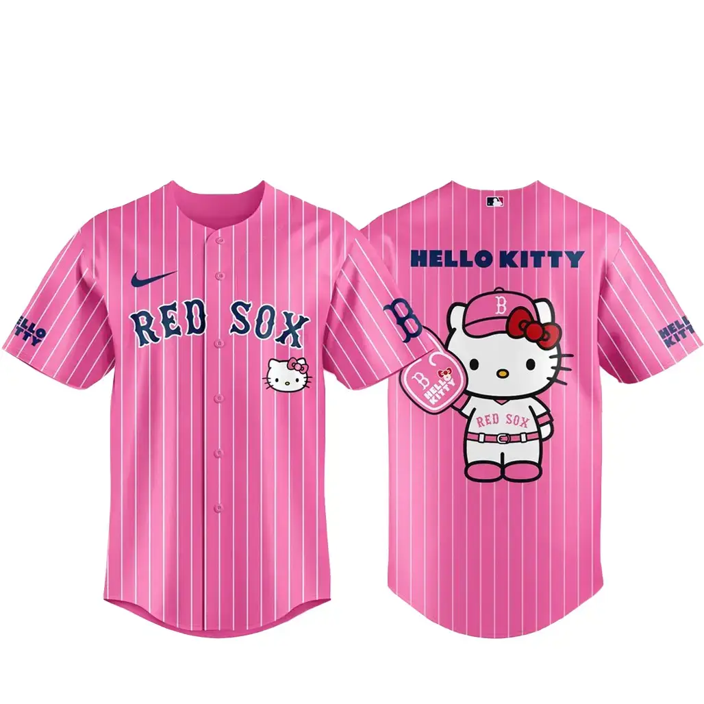 Boston Red Sox x Hello Kitty 2026 Pink Baseball Jersey Image