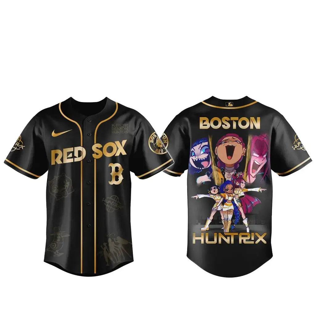 Boston Red Sox x Kpop Demon Hunter 2026 Golden Baseball Jersey Image