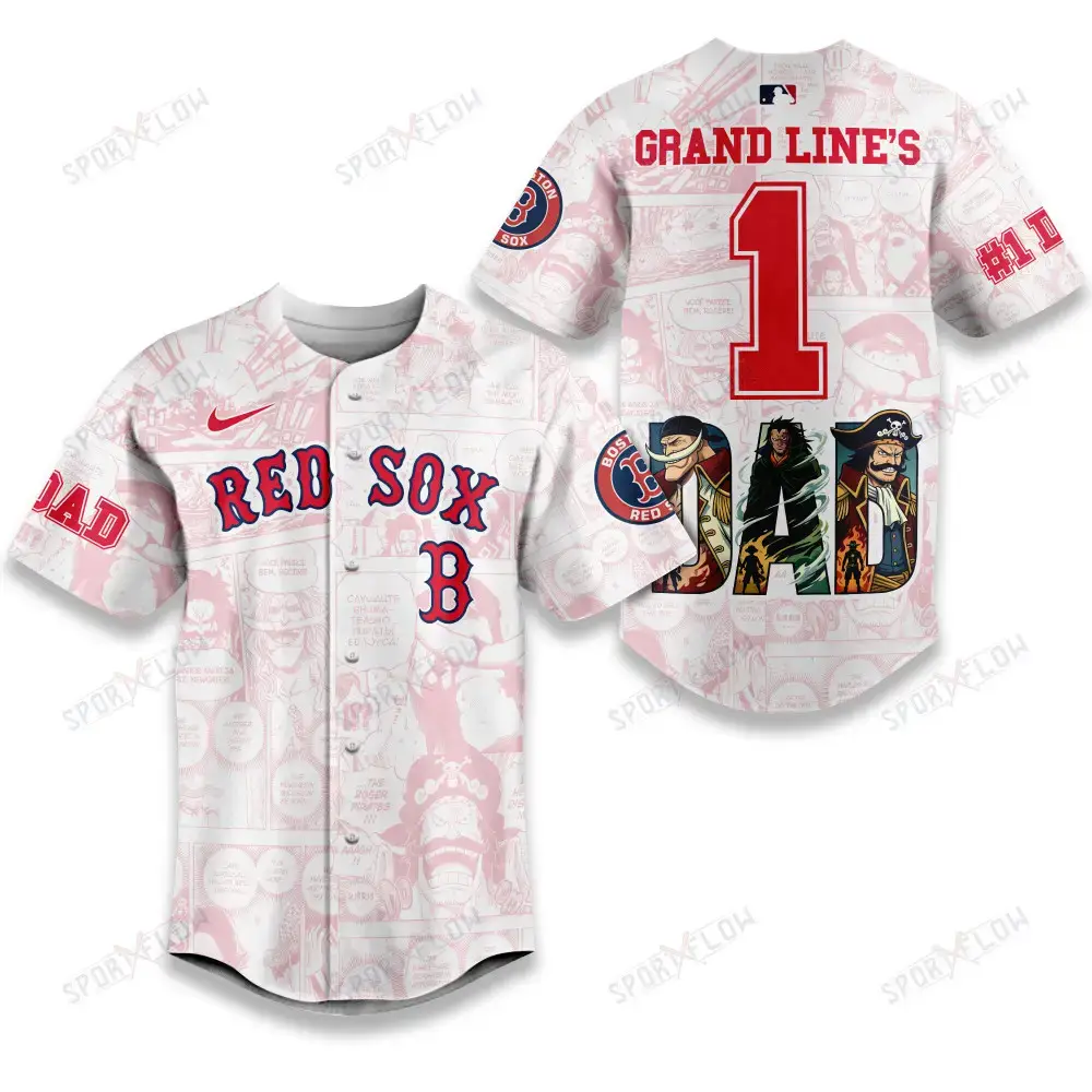 Boston Red Sox X One Piece Grand Line'S #1 Dad Custom Baseball Jersey Image