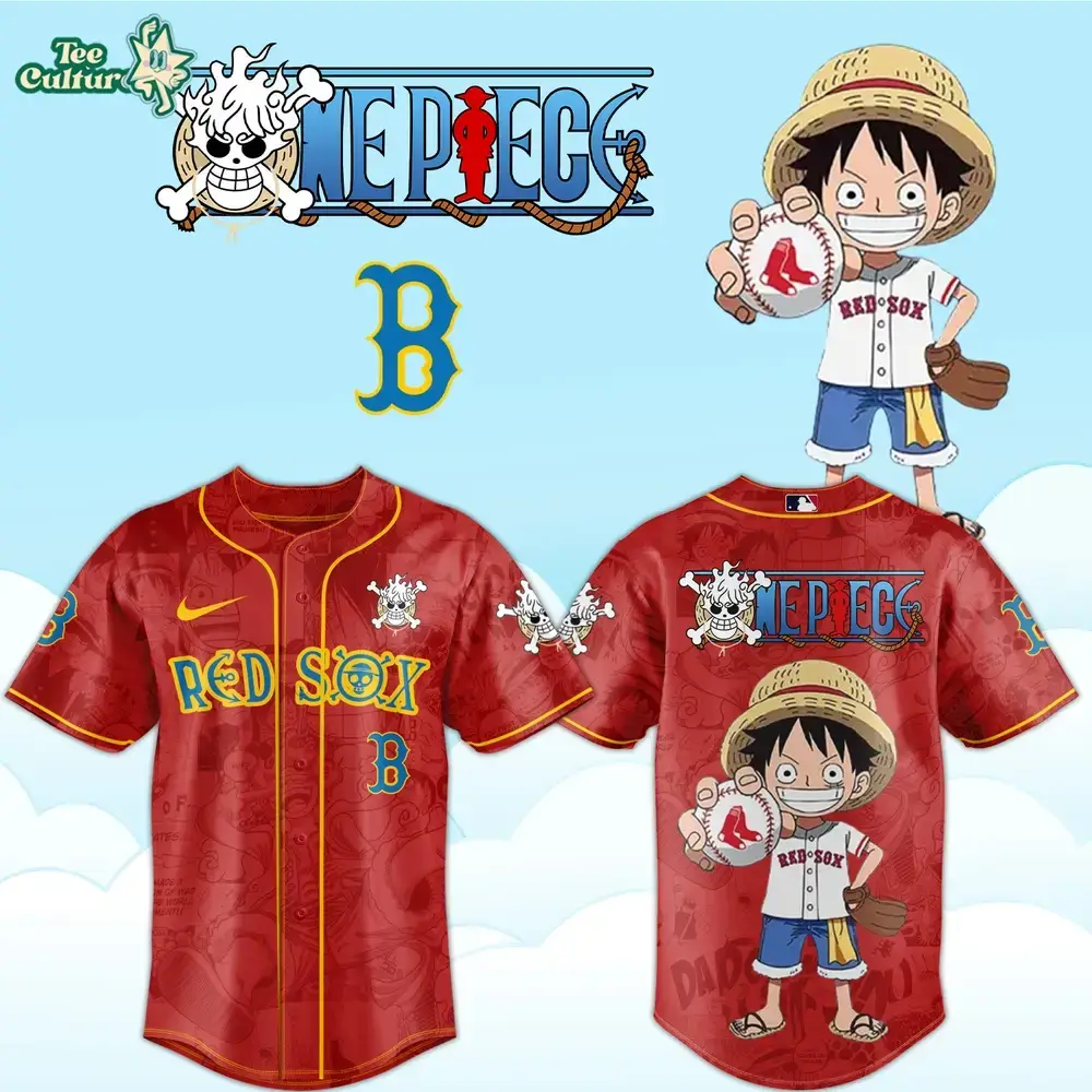 Boston Red Sox x One Piece Luffy 2026 Limited Edition Baseball Jersey Image