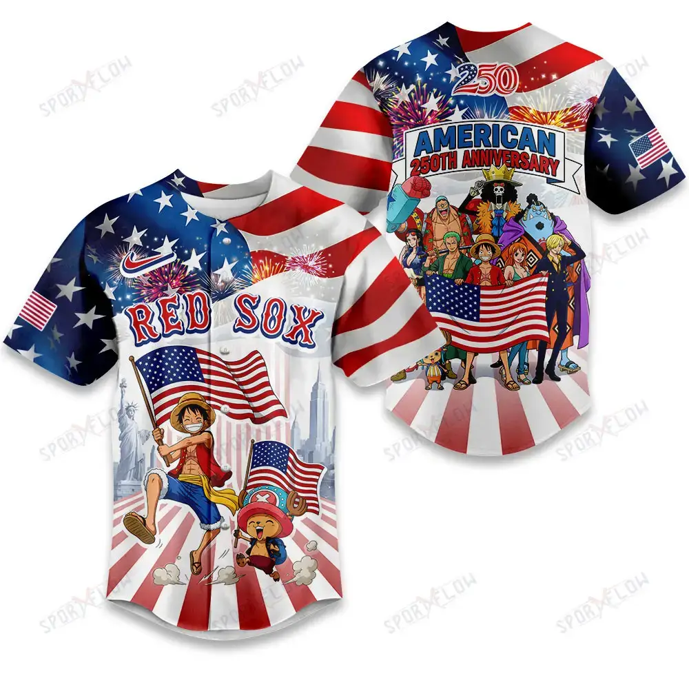 Boston Red Sox X One Piece United States Of America 250 Baseball Jersey Image
