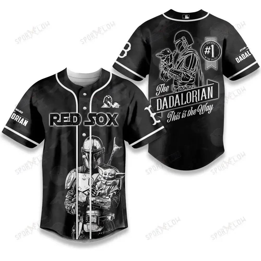 Boston Red Sox X Star Wars The Dadalorian Best Dad Baseball Jersey Image