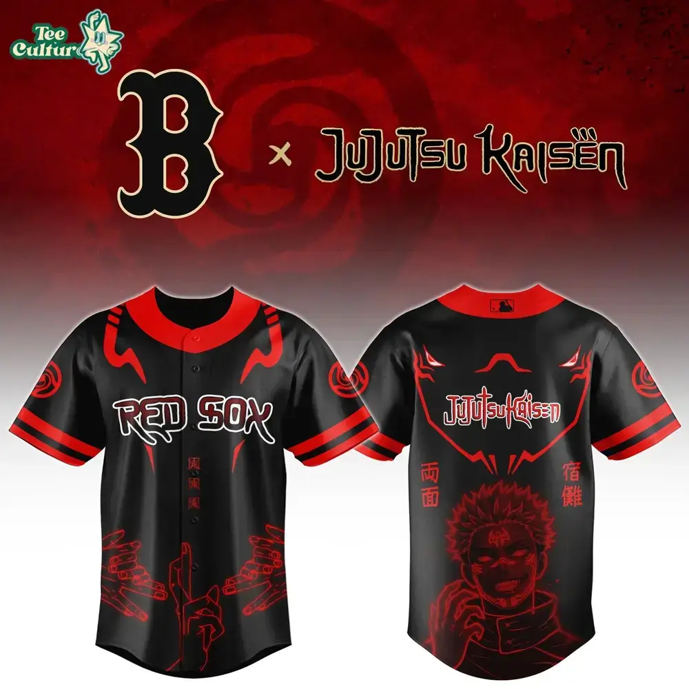 Boston Red Sox x Sukuna Cursed Energy Anime Baseball Jersey Image