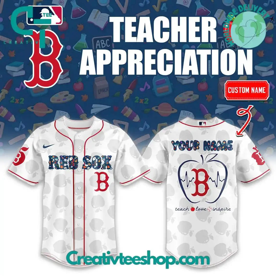 Boston Red Sox X Teacher Appreciation Personalized Baseball Jersey Image