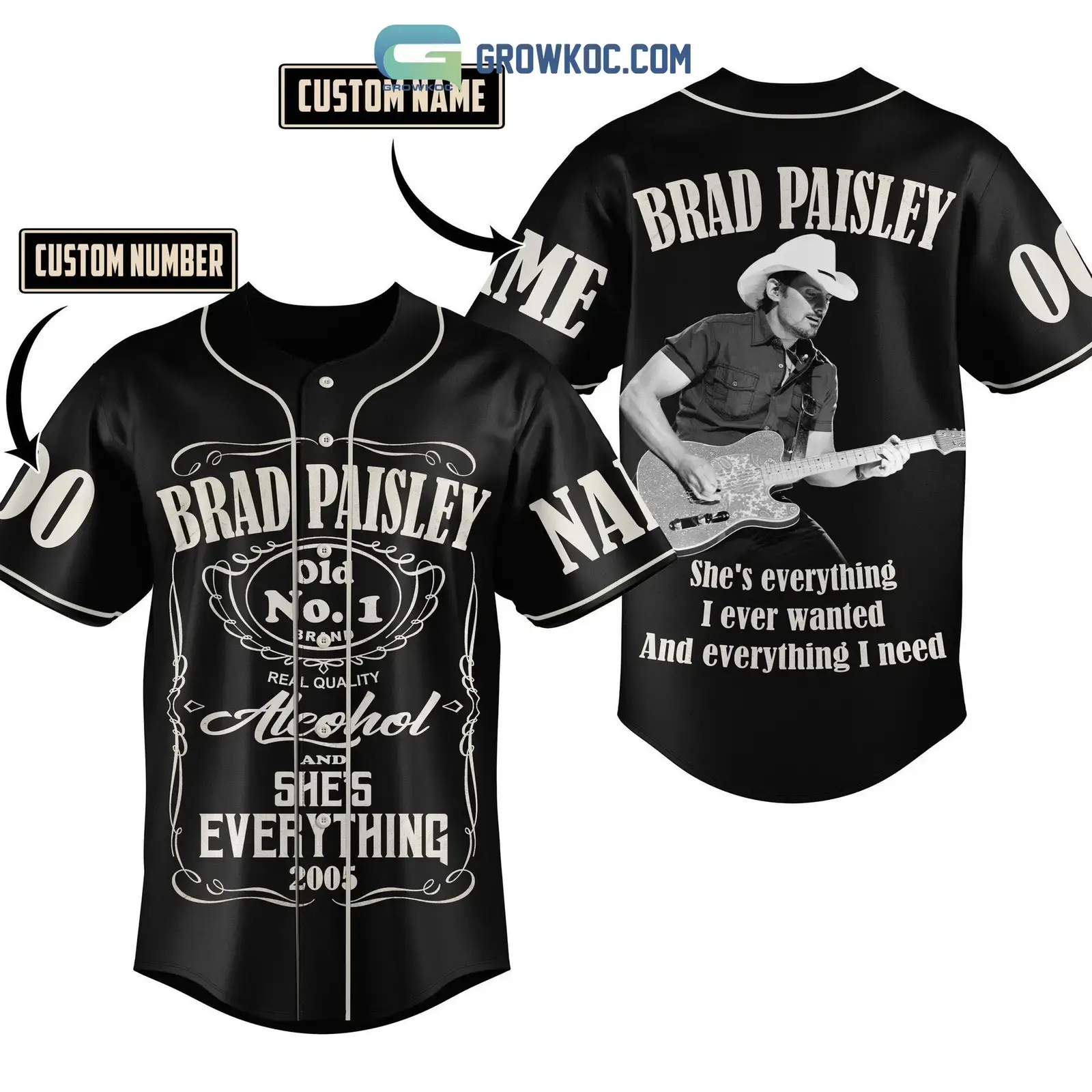 Brad Paisley She's Everything I Ever Wanted And Everything I Need Personalized Baseball Jersey Image