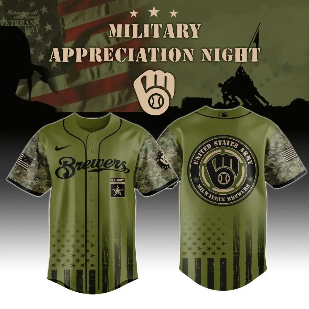 Brewers Military Appreciation Jersey - Honor Veterans With Style, Limited Edition Camouflage Design Image