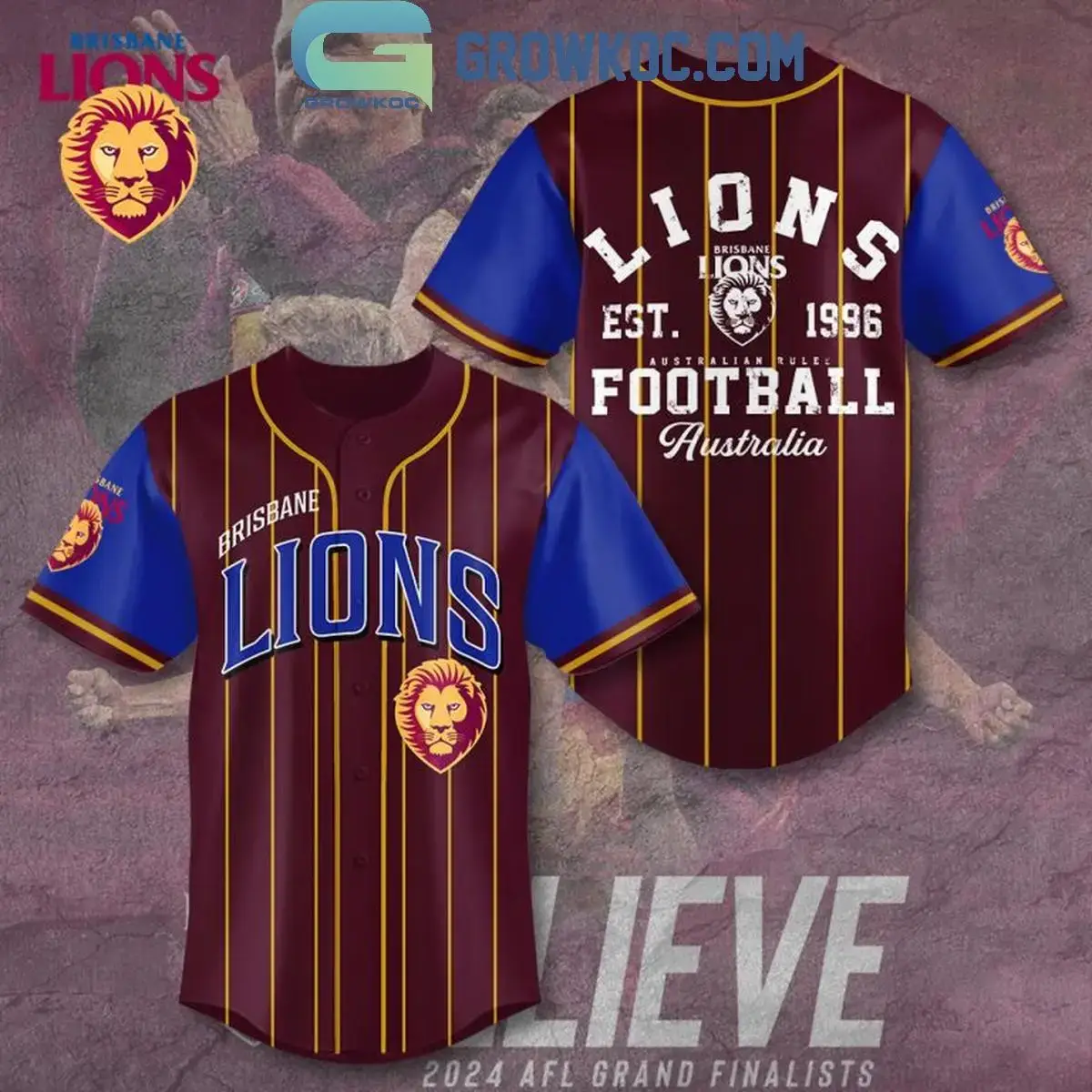 Brisbane Lions Since 1996 Lions Football Baseball Jersey Image