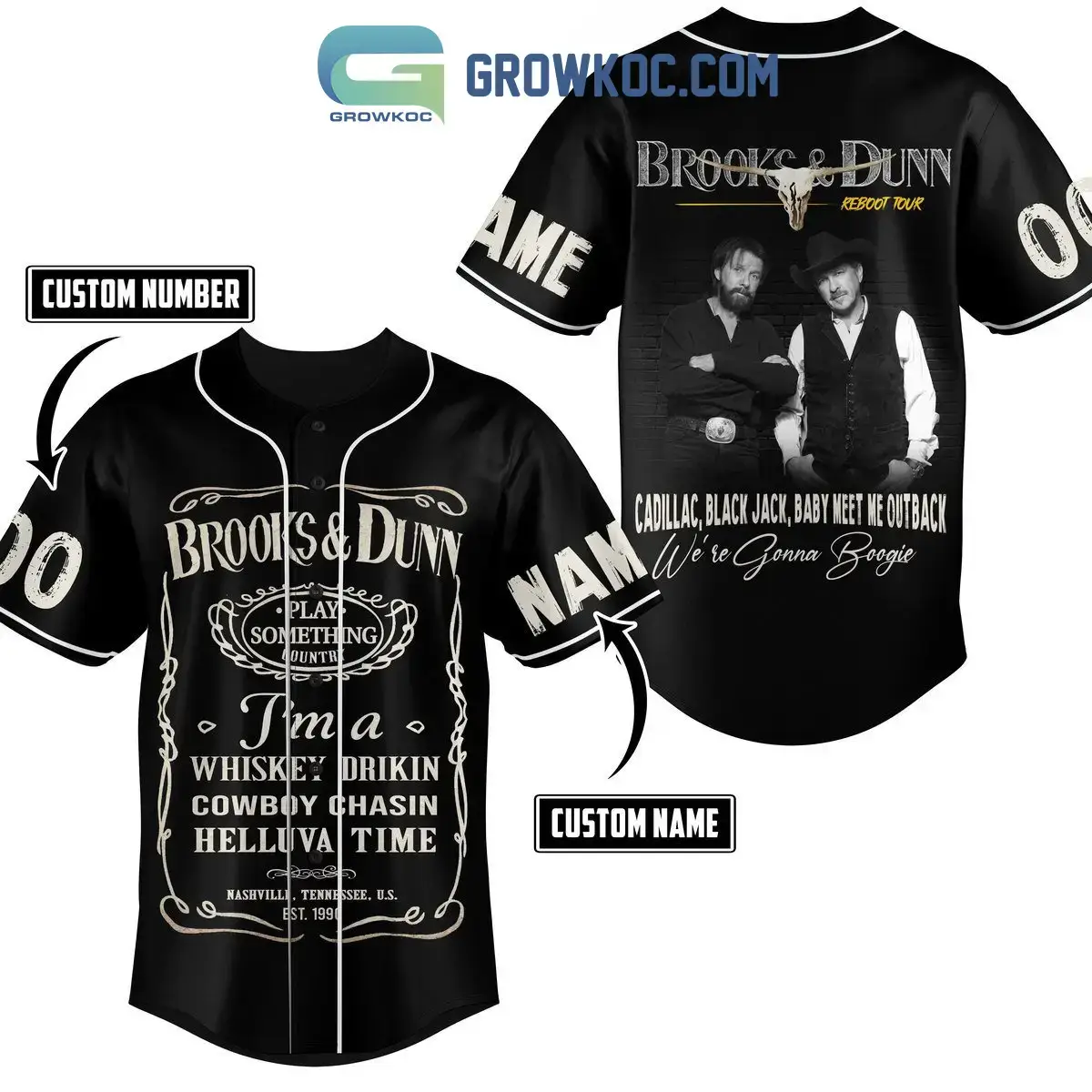 Brooks&Dunn Reboot Tour We're Gonna Boogie Personalized Baseball Jersey Image