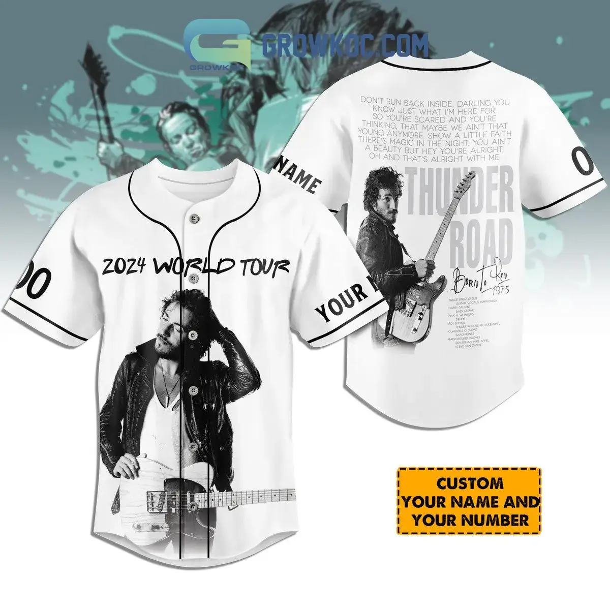 Bruce Springsteen Thunder Road 2024 World Tour Personalized Baseball Jersey Image