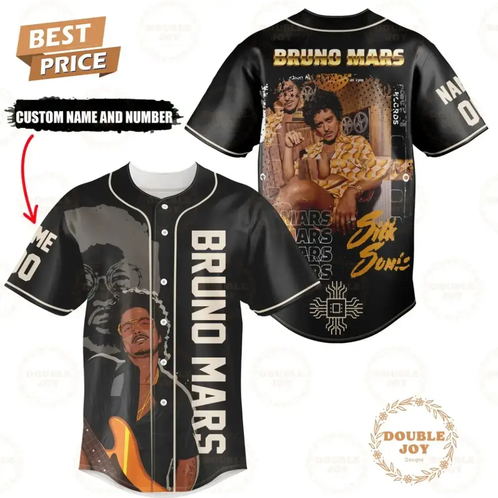 Bruno Mars Silk Sonic Custom Name 2024 Baseball Jersey Image