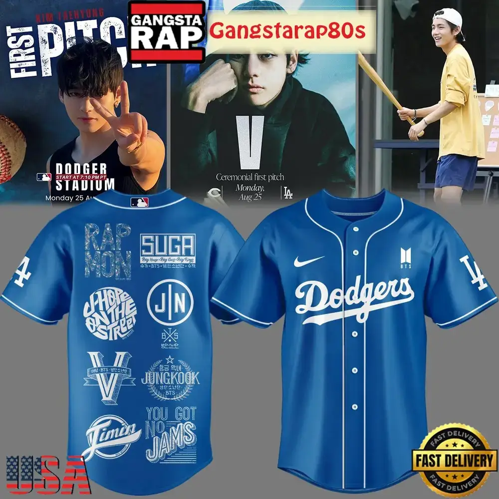 BTS Army Mix Los Angeles Dodgers 2025 Special Baseball Jersey Image
