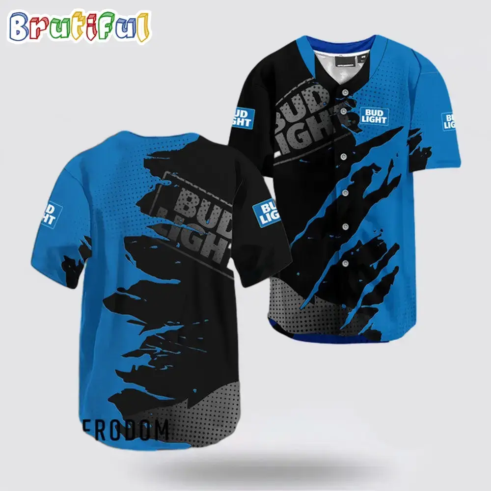 Bud Light Metal Crack Pattern Baseball Jersey Image