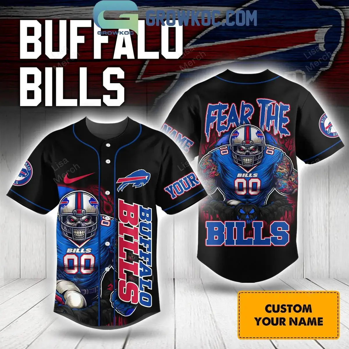 Buffalo Bills Halloween Fear The Bills Football 2024 Personalized Baseball Jersey Image