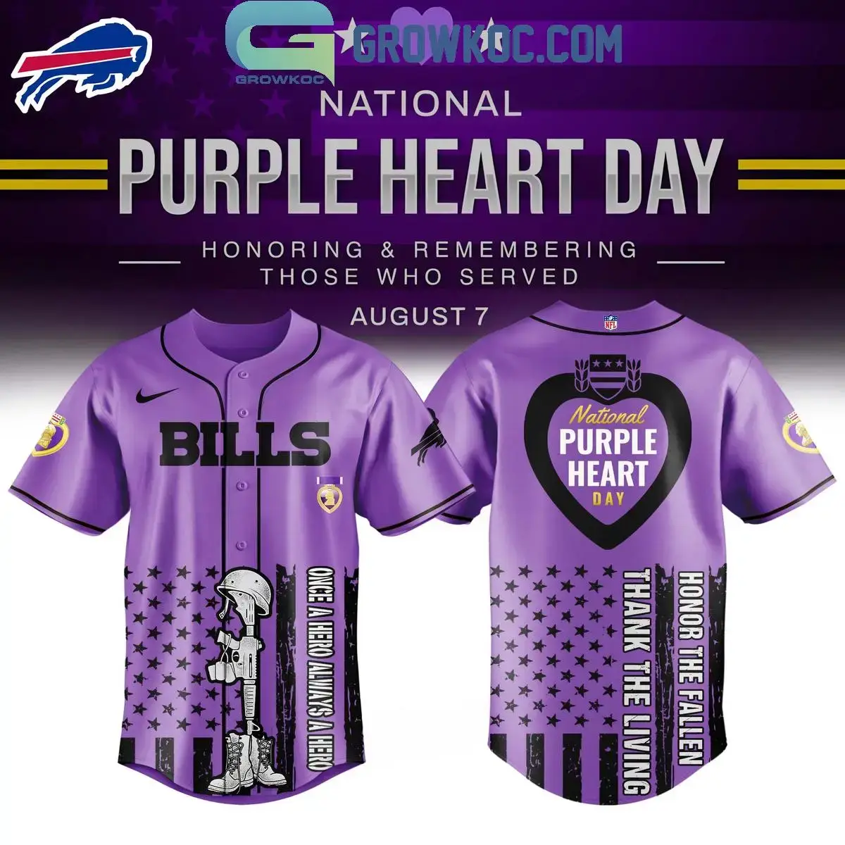 Buffalo Bills Purple Heart Day 2025 Baseball Jersey Image