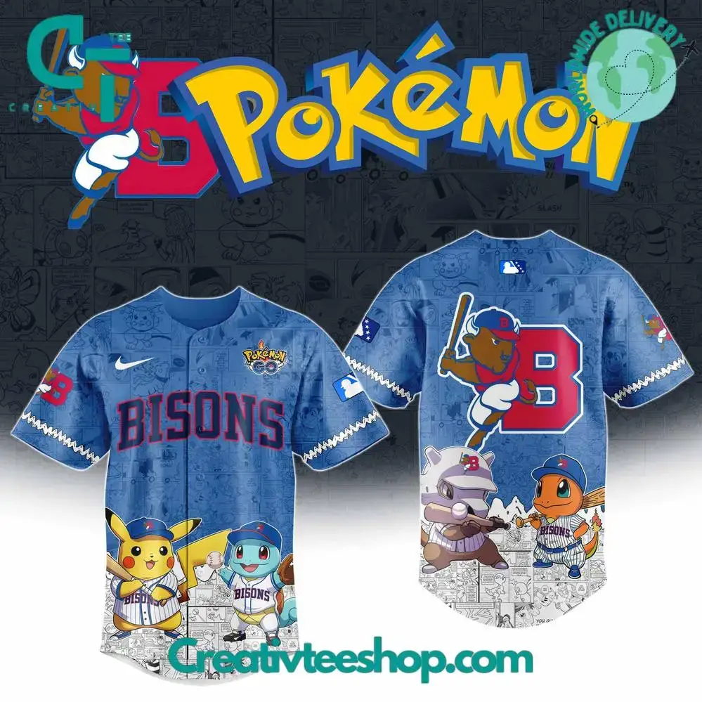 Buffalo Bisons X Pokemon Go Special Baseball Jersey Image