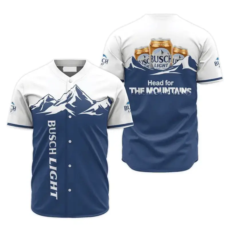 Busch Light Baseball Jersey – Head For The Mountains Design For Beer Lovers Image