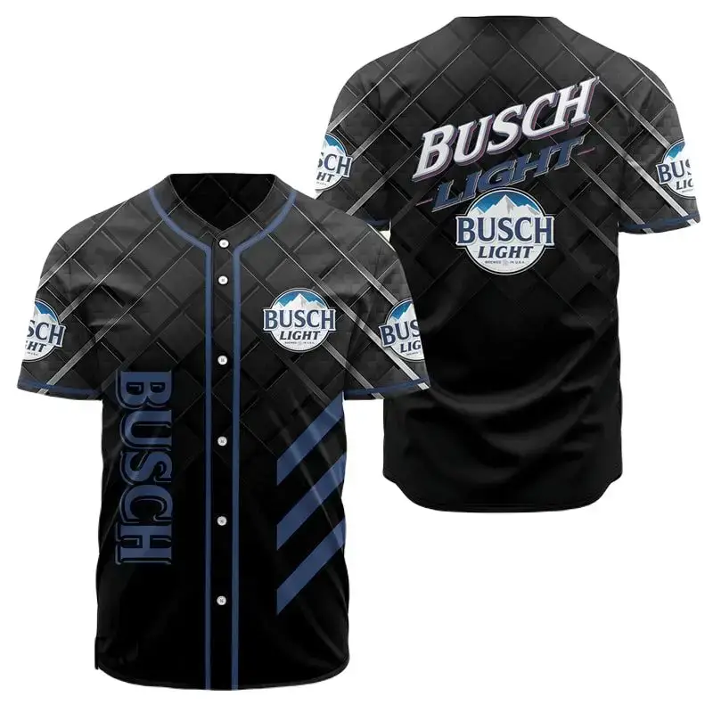 Busch Light Baseball Jersey – Stylish Black/Blue Design, Perfect For Fans & Casual Wear! Image