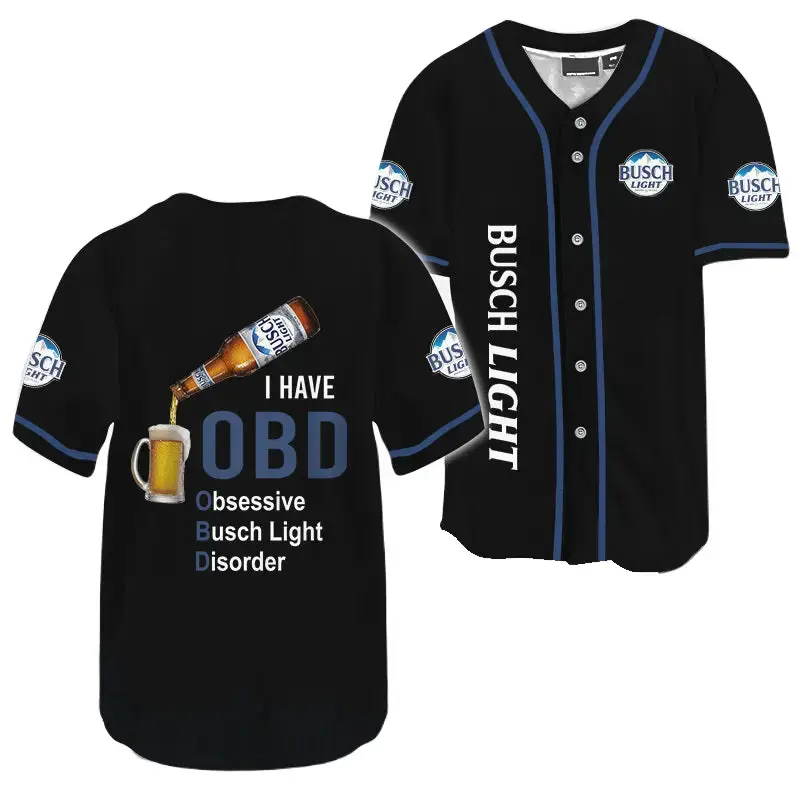 Busch Light Baseball Jersey - Funny Obd Design For Beer Lovers Image