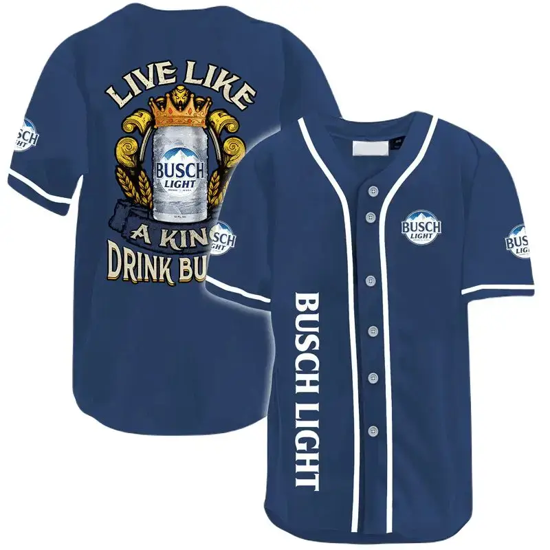 Busch Light Baseball Jersey - Live Like A King, Drink Busch - Men'S Casual Apparel Image