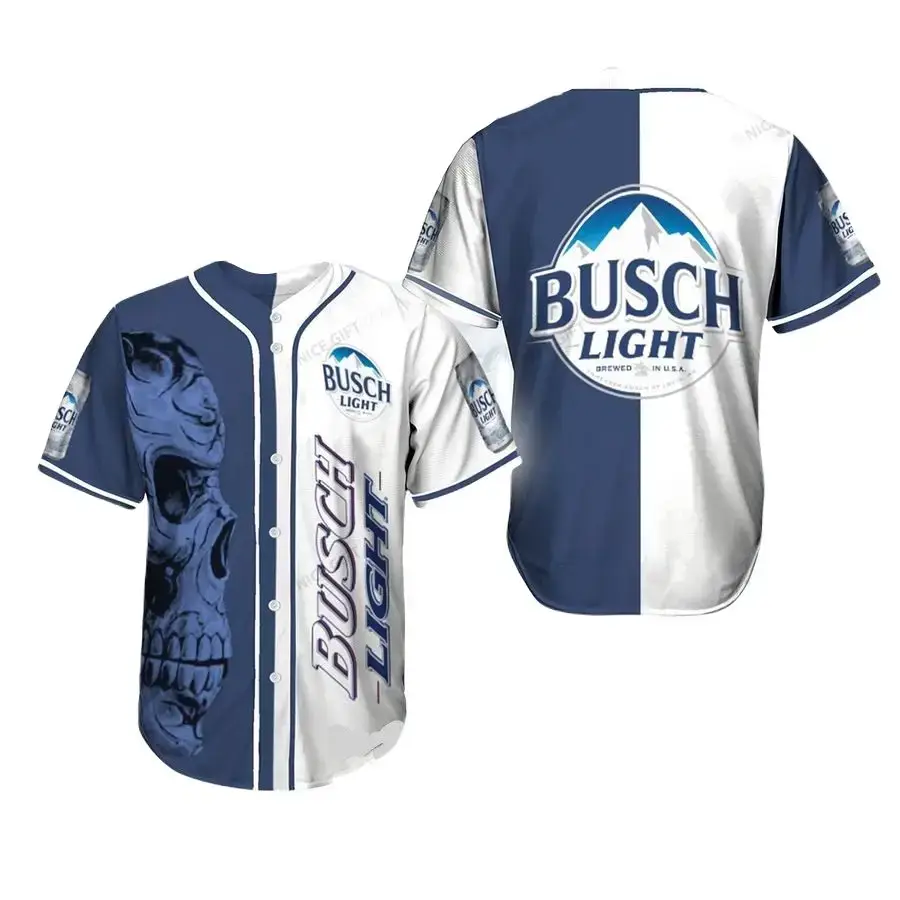 Busch Light Baseball Jersey - Skull Design , Limited Edition Sportswear For Beer Lovers Image