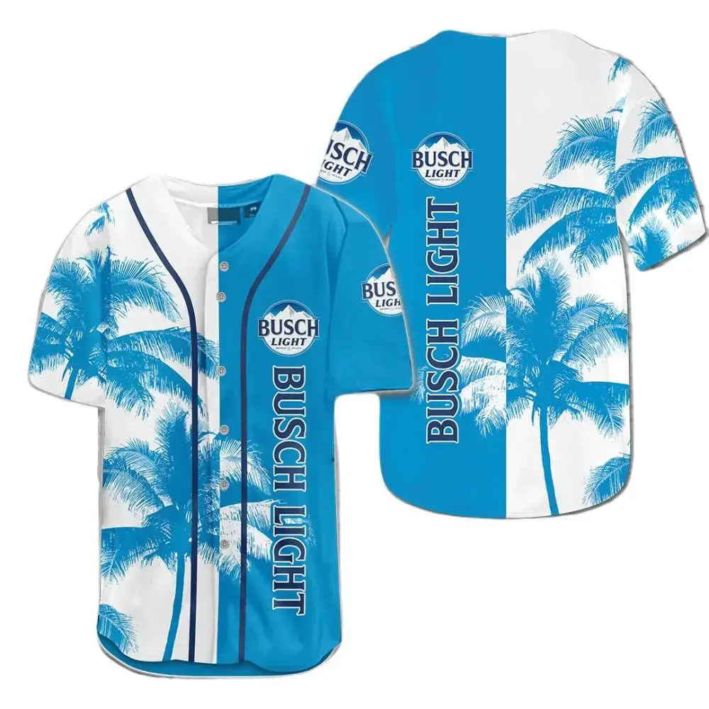 Busch Light Palm Tree Baseball Jersey – Cool Blue Summer Vibe Image