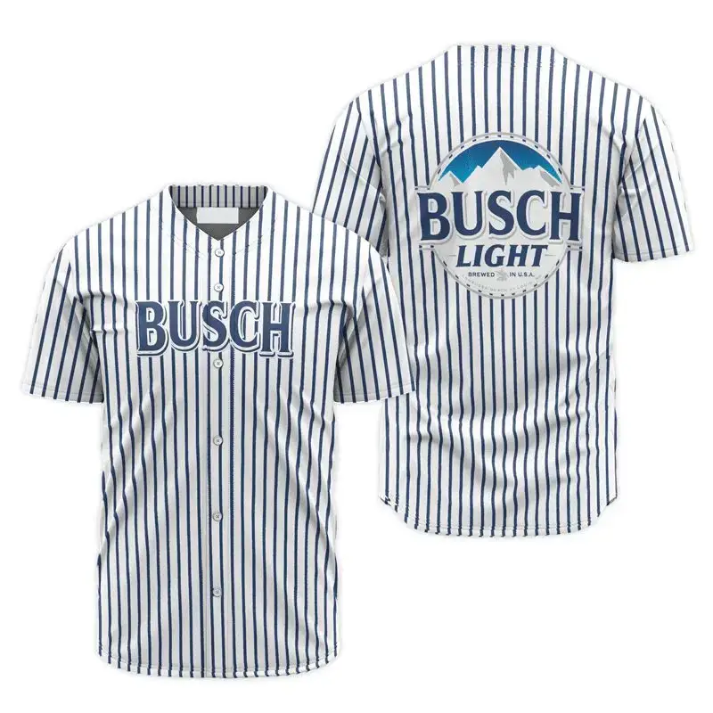 Busch Light Striped Baseball Jersey – Classic Style For Beer Lovers Image