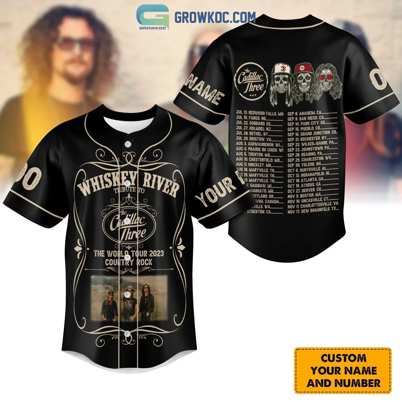 Cadillac Three The World Tour 2023 Country Rock Personalized Baseball Jersey Image