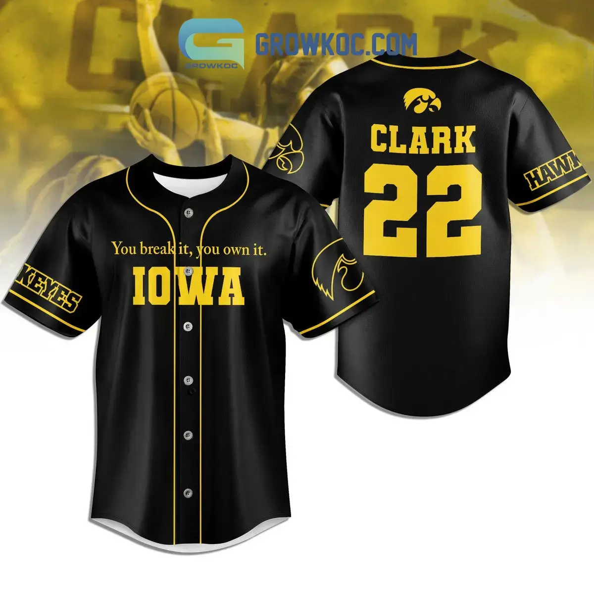 Caitlin Clark Iowa Hawkeyes Black Version Fan Baseball Jersey Image
