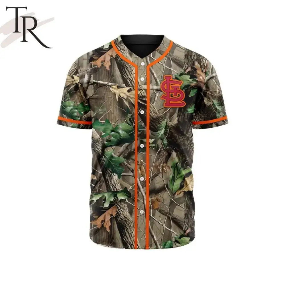 Camo Baseball Jersey - Short Sleeve, Button-Up With Logo For Outdoor Enthusiasts Image