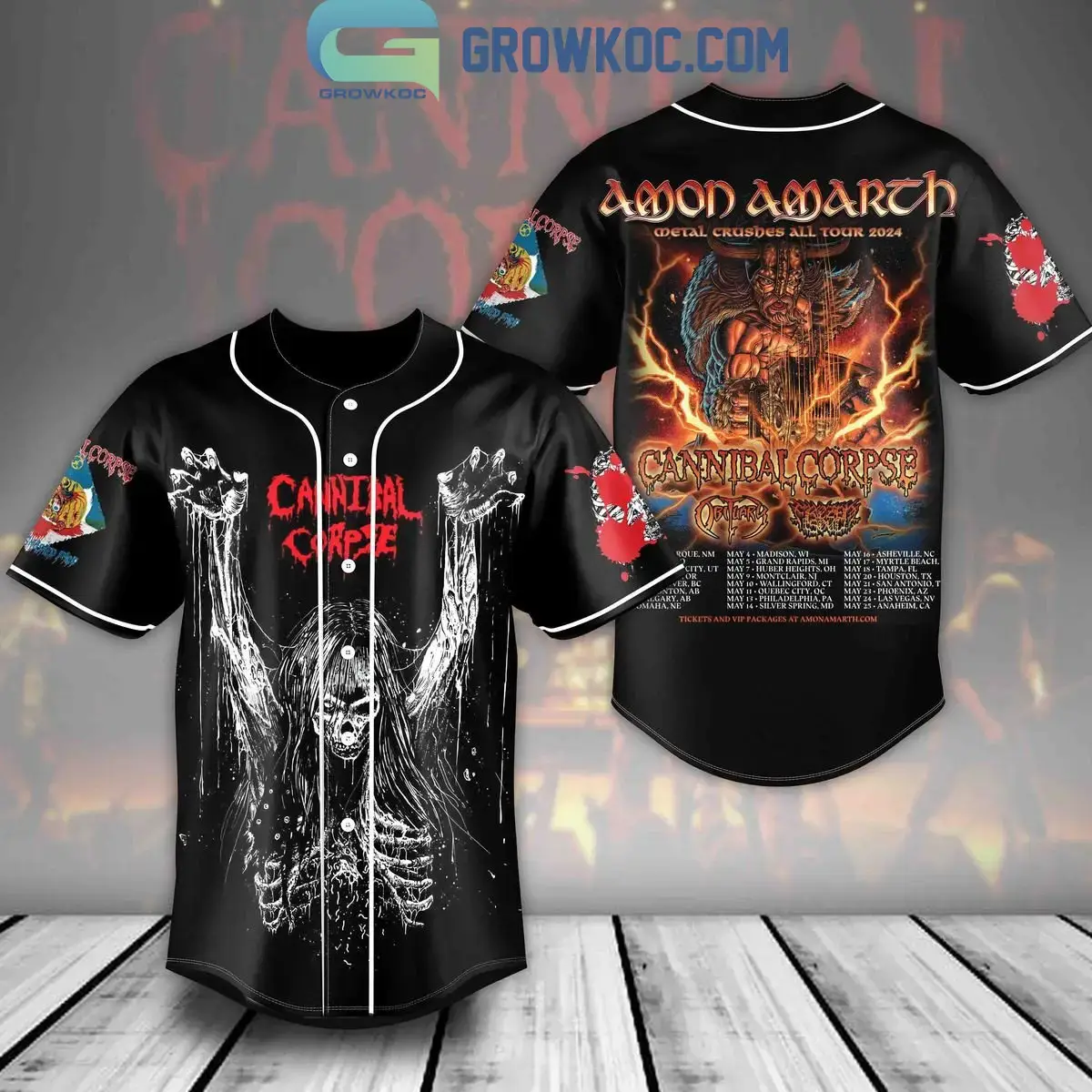 Cannibal Corpse Amon Amarth Tour 2024 Personalized Baseball Jersey Image