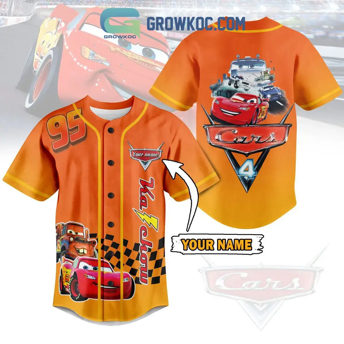 Cars 4 Disney Fanon Personalized Baseball Jersey Image