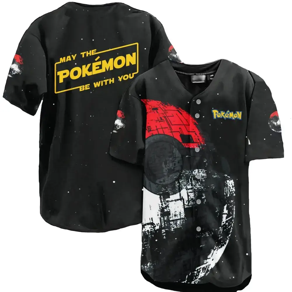 Catch 'Em All: Star Wars-Inspired Pokémon Baseball Jersey – Unique Galaxy Design Image