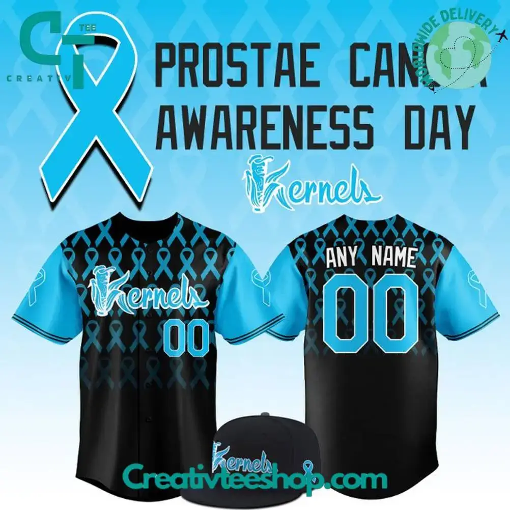 Cedar Rapids Kernels X Prostae Cancer Awareness Day Personalized Baseball Jersey Image