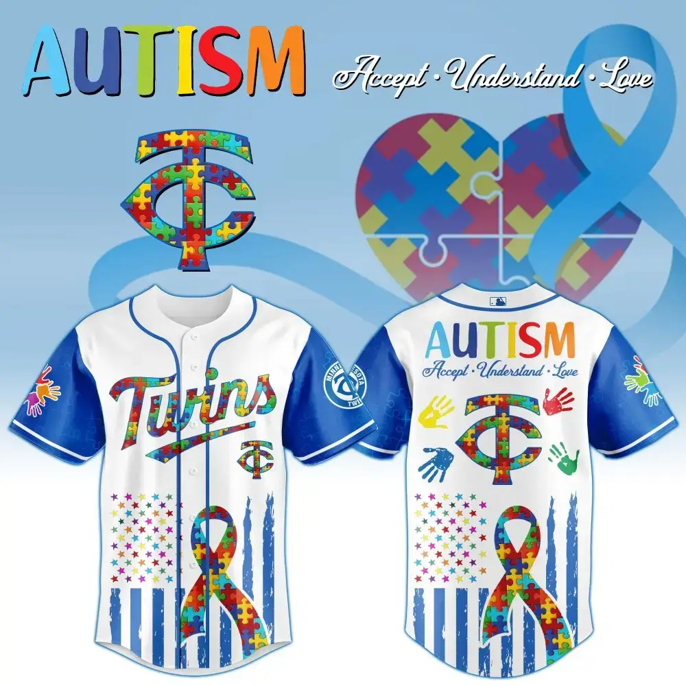 Celebrate Autism Awareness: Colorful Puzzle Piece Baseball Jersey - Support & Style Image