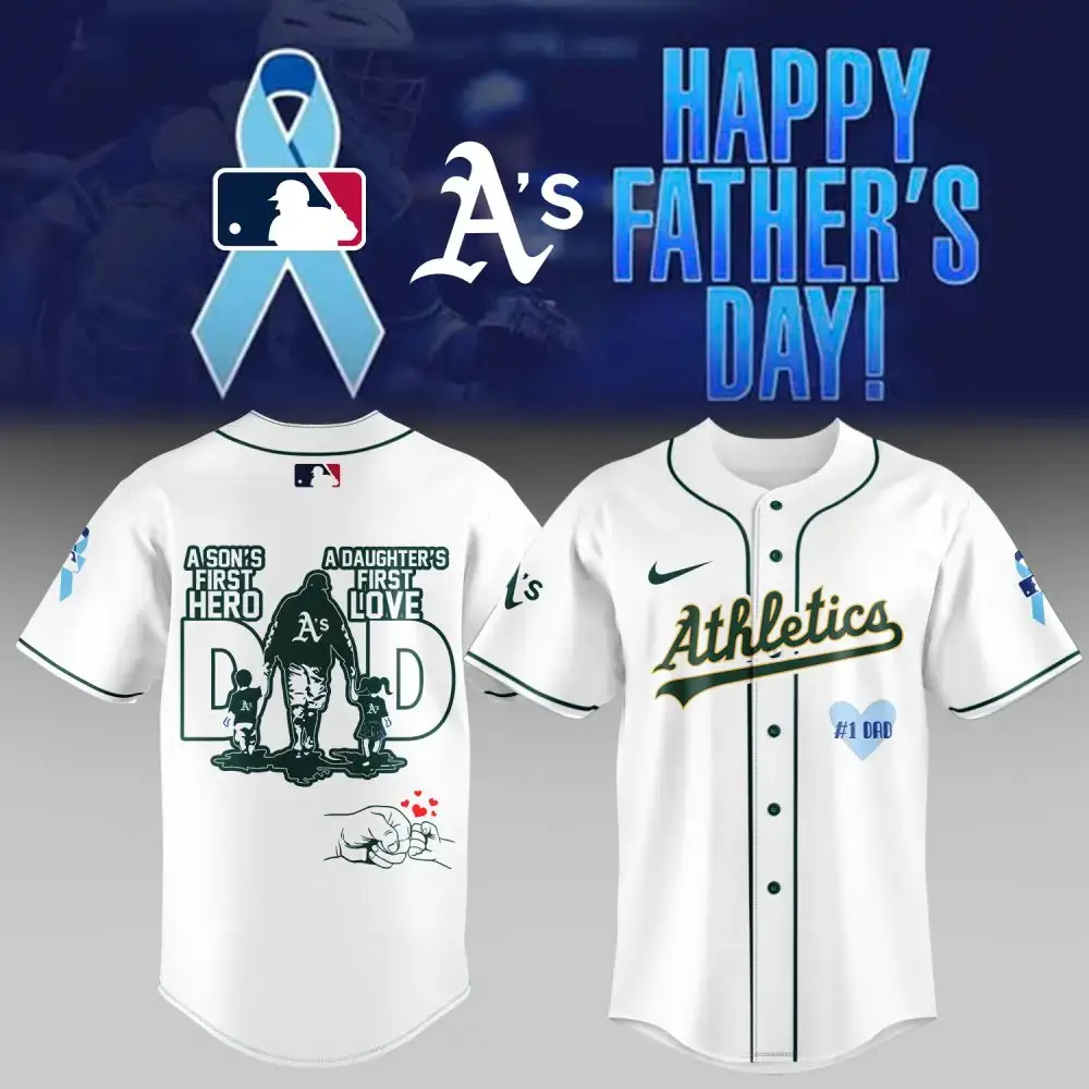 Celebrate Dad With A'S Father'S Day Baseball Jersey - Perfect Gift For #1 Hero & First Love! Image