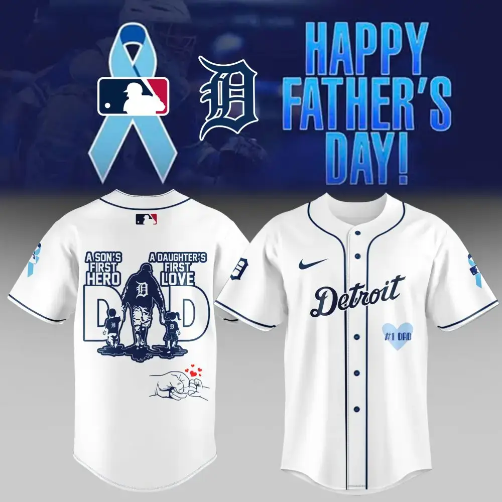 Celebrate Father'S Day: Detroit Baseball Fan Jersey - A Son'S Hero, A Daughter'S Love Image
