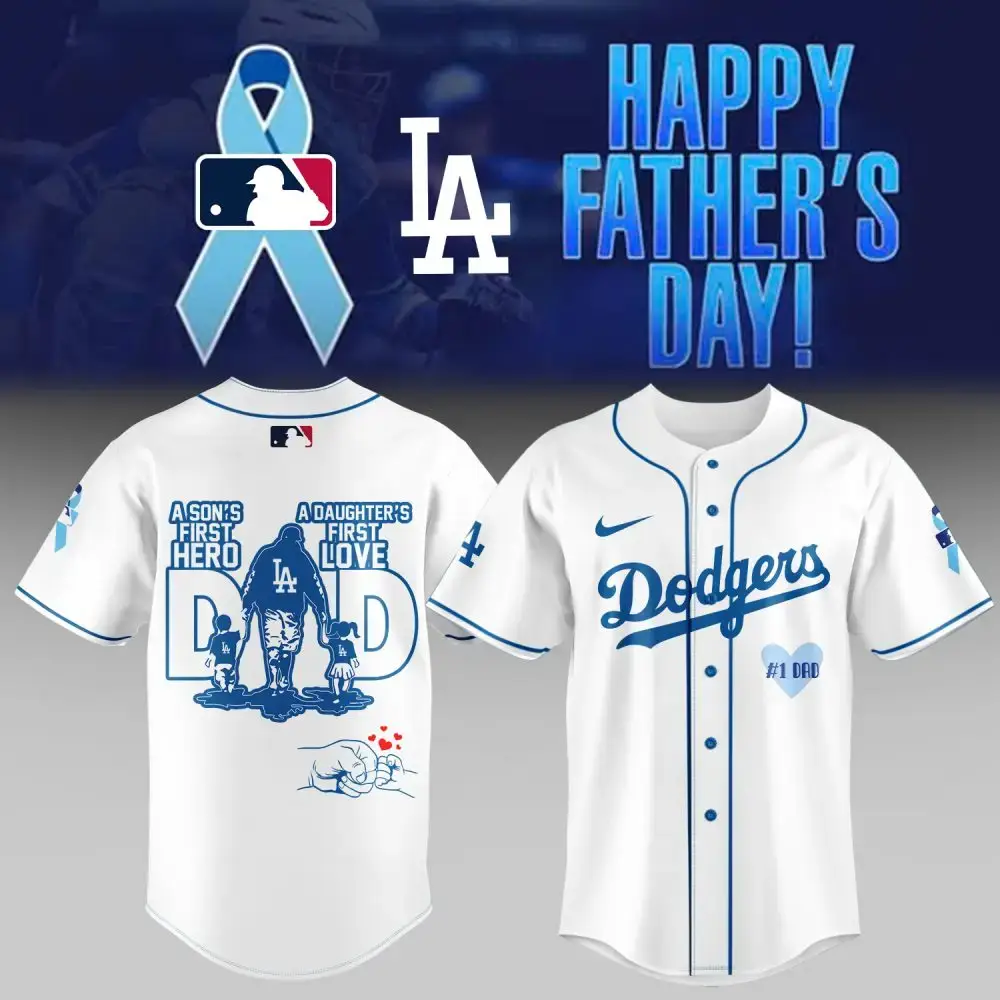 Celebrate Father'S Day In Style: Dodgers #1 Dad Jersey – Perfect Gift For Baseball Fans! Image