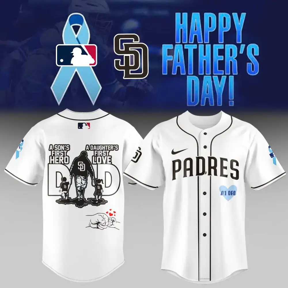 Celebrate Father'S Day: Padres Baseball Jersey - Perfect Gift For Dad, Son'S Hero, Daughter'S Love! Image