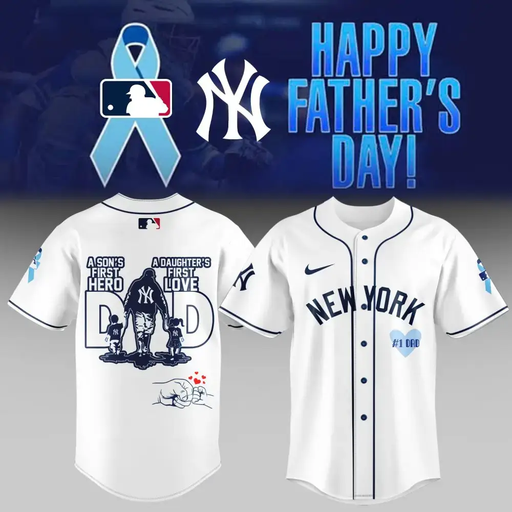 Celebrate Father'S Day With New York Baseball Dad Jersey - Son'S Hero, Daughter'S Love Gift Image