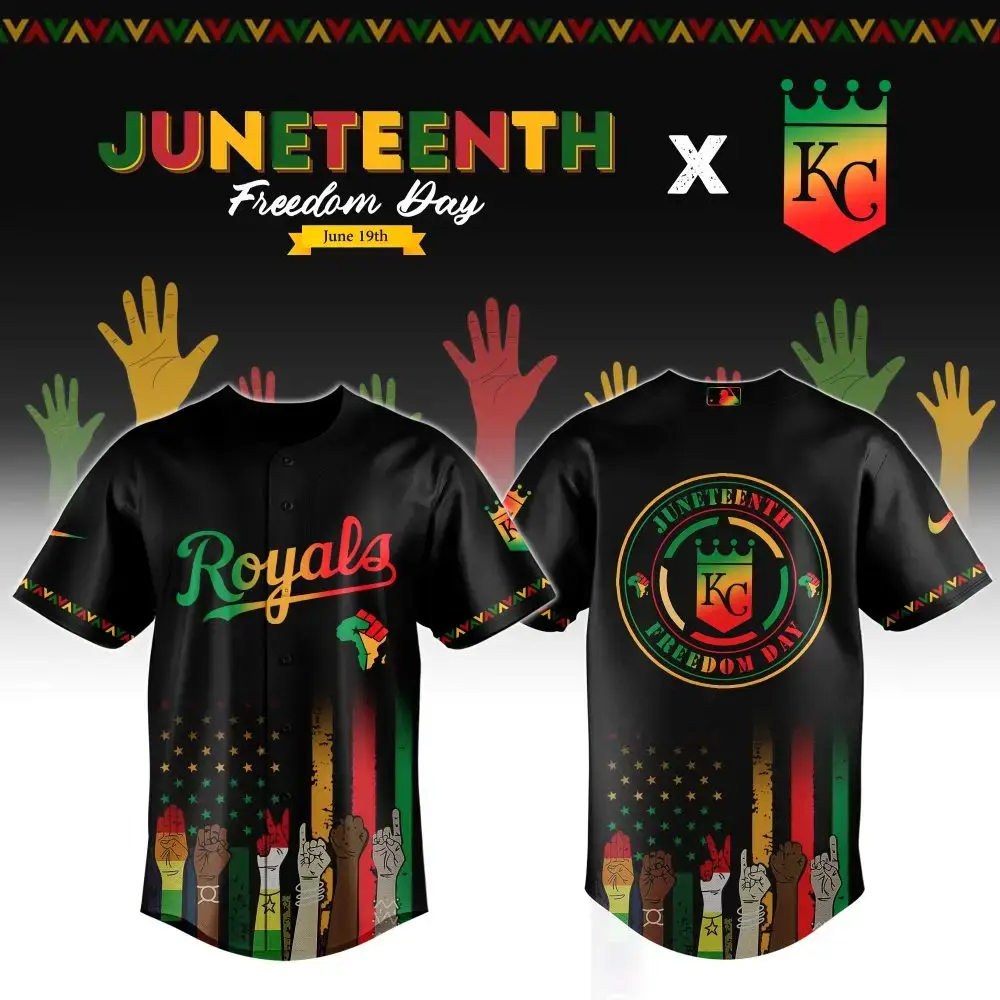 Celebrate Juneteenth In Style With Limited Edition Royals Kc Baseball Jersey - Bold & Vibrant Design! Image