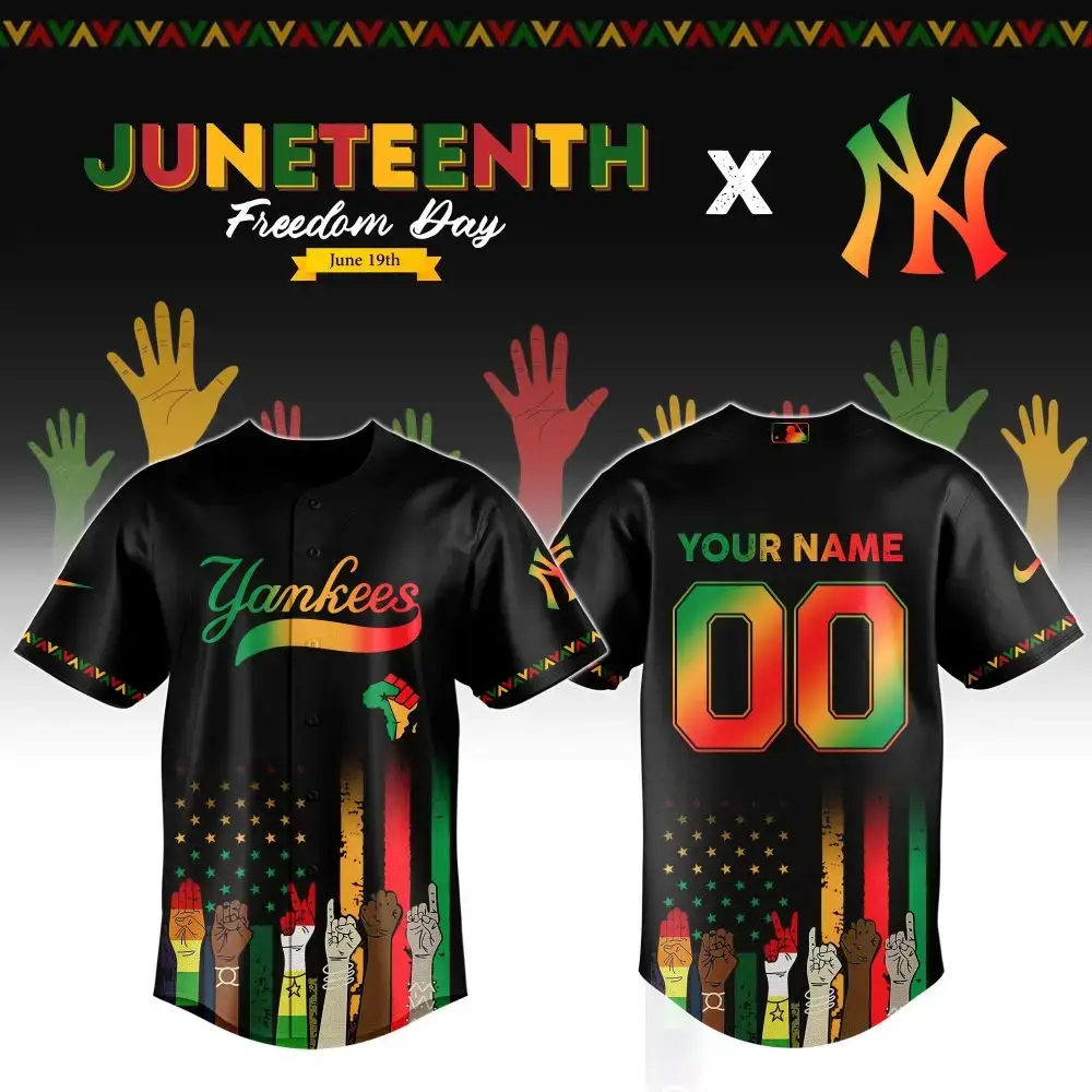 Celebrate Juneteenth With Customizable Freedom Day Baseball Jersey – Vibrant Design & Personalization! Image