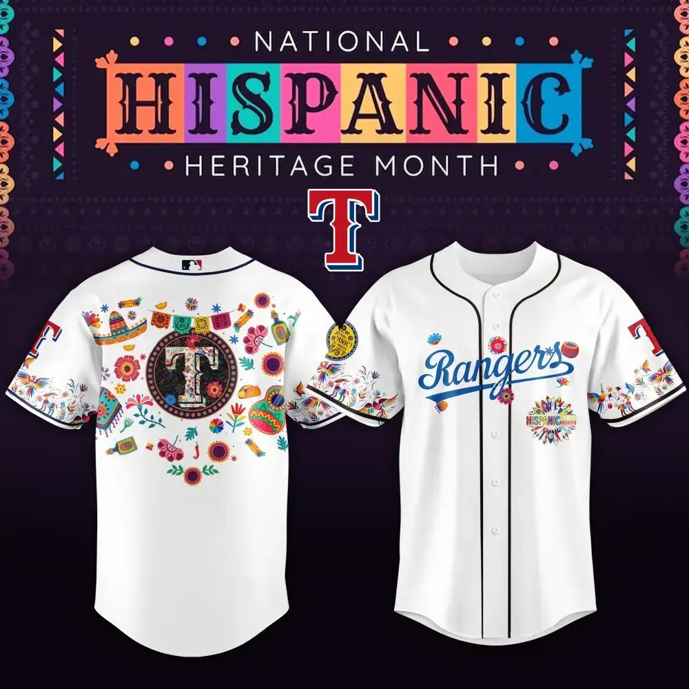Celebrate National Hispanic Heritage Month With Exclusive Rangers Baseball Jersey - Vibrant Design! Image