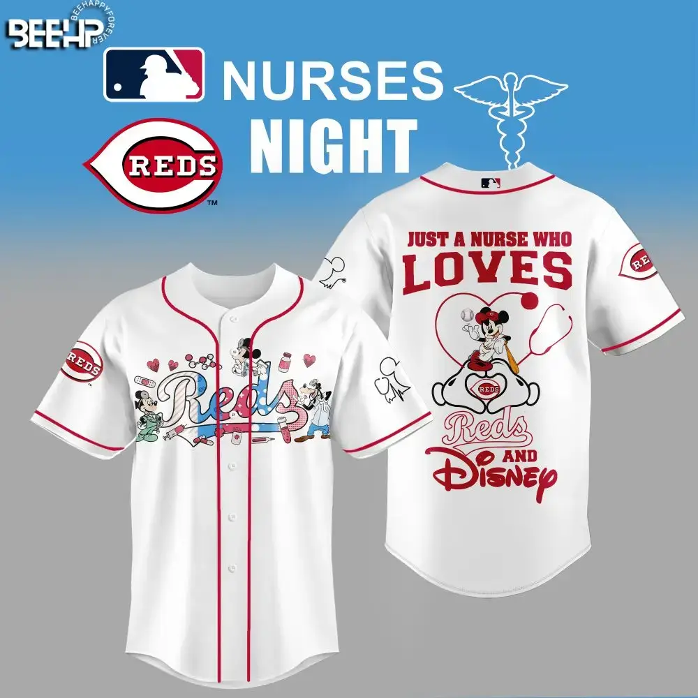 Celebrate Nurses Night: Reds & Disney Themed Jersey – Perfect For Fans & Healthcare Heroes! Image
